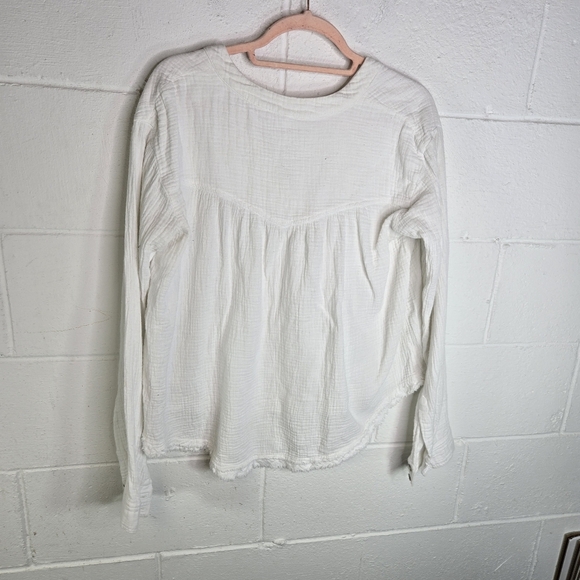 Free People Changing Horizons White Gauzy Double Gauze Cotton Popover Tunic - Picture 4 of 10